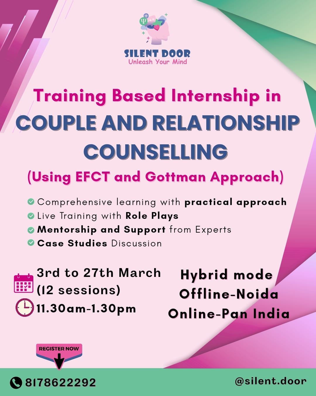 Training Based Internship in Couple and Relationship Counselling-Using EFCT and Gottman Approach